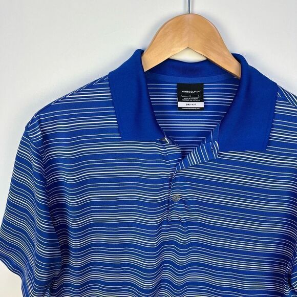 Nike Golf Dri Fit Men’s Polo Short Sleeve Collared Striped Athletic Shirt size L - Picture 3 of 10